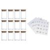 12Pcs Square Spice Jars With 72 Stickers, Kitchen Pepper Jars For Salt Seasoning