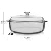 3-Quart Glass Bakeware Casserole Dish Dutch Oven with Oven-Safe Glass Lid
