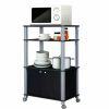 Modern 3-Shelf Kitchen Bakerâ€™s Rack Cart on Wheels in Black Wood Finish