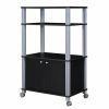 Modern 3-Shelf Kitchen Bakerâ€™s Rack Cart on Wheels in Black Wood Finish