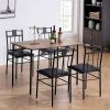 Farmhouse 5-Piece Dining Set with Wood-Top Table and 4 Cushioned Chairs