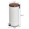 Hands Free White/Gold Metal Step On Trash Can - 8 Gallons