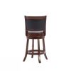 Counter Height Barstool in Cherry Wood Finish with Black Padded Swivel Seat