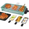 NewHome 2000W Electric Indoor Grill 2 in 1 Electric BBQ Gill with Grill Net Removable Plate 5 Temperature Control 3 Small Trays Dishwasher Safe