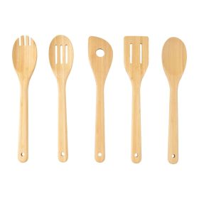 5pk Bamboo Spoons for Cooking, Kitchen Essential Tools Set