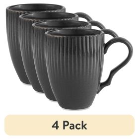 (4 pack) Better Homes & Gardens Stoneware Grey Mug, Sawyer Collection