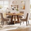 Modern Kitchen 4-Person Circular Dining Table in Retro Brown Wood Finish
