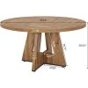 Modern Kitchen 4-Person Circular Dining Table in Retro Brown Wood Finish
