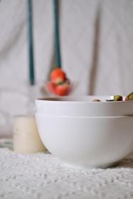 Setaria Bone China Dinnerware Set, 2 Piece 8-inch (Option: Ivory White)