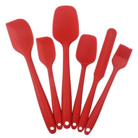 6 Piece Silicone Kitchen Tool Set (Color: 6PCS Red)