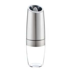 Stainless Steel Automatic Gravity Electric Salt and Pepper Grinders (Color: 1pcs Silver)