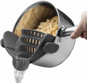 Kitchen Snap N Strain Pot Strainer and Pasta Strainer (Color: Grey)