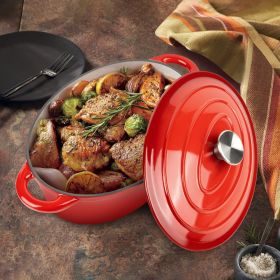 Cast iron soup POT suitable for ceramic, gas, induction cookers or barbecue grills. (Color: Gradient red)