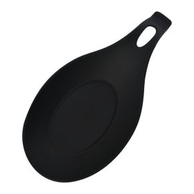 Heat Insulated Silicone Spoon Mat (Color: Black)