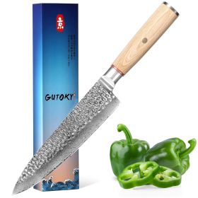 Damascus Chef Knife, 8 Inch High Carbon Steel, Pakkawood Handle (Option: Chef knife)