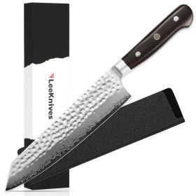 8.5 Inch Kiritsuke Damascus Steel Chef Knife With Hammered Blade and Ebony Wood Handle (Option: Kirtsuke Knife)