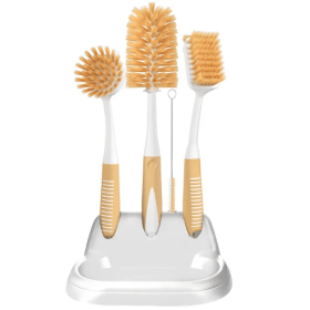 Dish Brush Set Of 5 With Convenient Holder (Option: Baige)