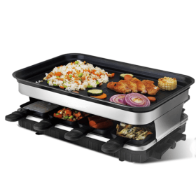 Raclette Grill Non-stick Coated With 8 Mini Raclette Pans (Color: Black)