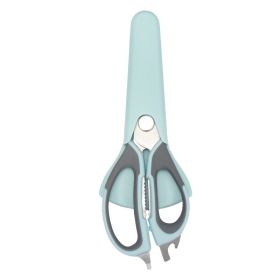 7-in-1 Multi-Purpose Stainless Steel Kitchen Scissors With Magnetic Holder (Option: Sky blue gray)