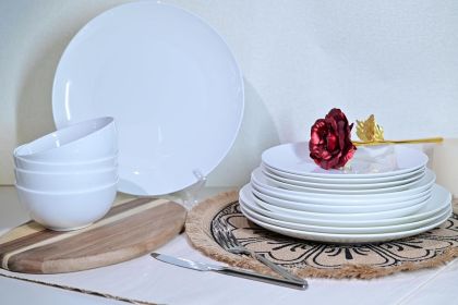 Jasmine Bone China Dinnerware Set, 16 Pieces, Microwave And Dishwasher Safe (Option: Ivory White)