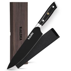 8 Inch High Carbon Steel Japanese Knife with Black Titanium Coated Blade (Option: Black Blade)