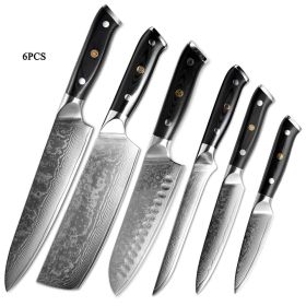 Japanese Damascus steel knife (Option: Six piece set)
