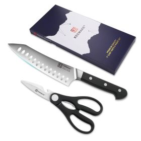 Stainless Steel Chef's Knife with Kitchen Shears (Color: Black)