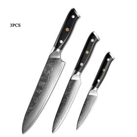Japanese Damascus steel knife (Option: Three piece set)