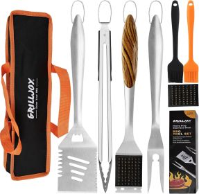 Grilljoy 8 Piece Heavy Duty BBQ Grill Tools Set (Option: Orange-Premium Stainless Steel)