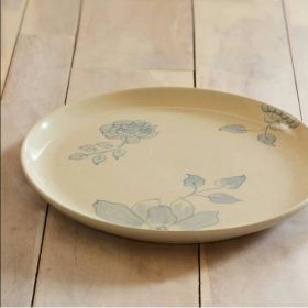 Circular Ceramic Printed Dining Plate (Option: 1pc)