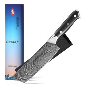 7 Inch Nakiri Damascus Steel Knife With Feather Pattern Blade (Option: Nakiri Knife)