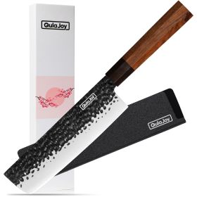 Razor Sharp Qulajoy 7 Inch Santoku Professional Japanese Chef Knife with Octagonal Rosewood Handle (Option: Nakiri)