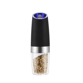 Stainless Steel Automatic Gravity Electric Salt and Pepper Grinders (Color: 1pcs Black)