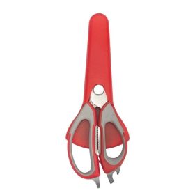 7-in-1 Multi-Purpose Stainless Steel Kitchen Scissors With Magnetic Holder (Option: Red and gray)
