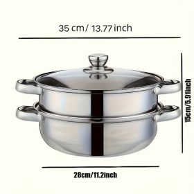 High Quality Stainless Steel Steamer Set - Double-layer Thickened Design, Suitable For Induction Cookers And Gas Stoves (Option: 2Layer)